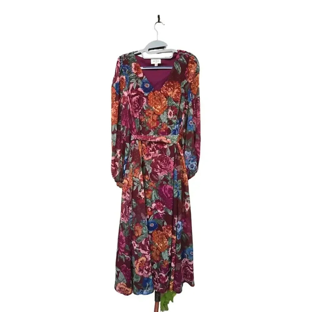 Aura Marron Floral Dress Size XS